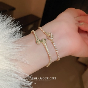 Wholesale Real Gold Electroplated Zircon Snake Pull-out Bracelet