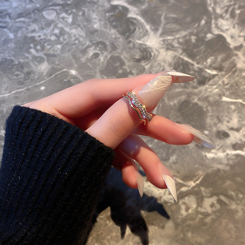 Wholesale Real Gold Plating Diamond Opening Literary Rings Alloy