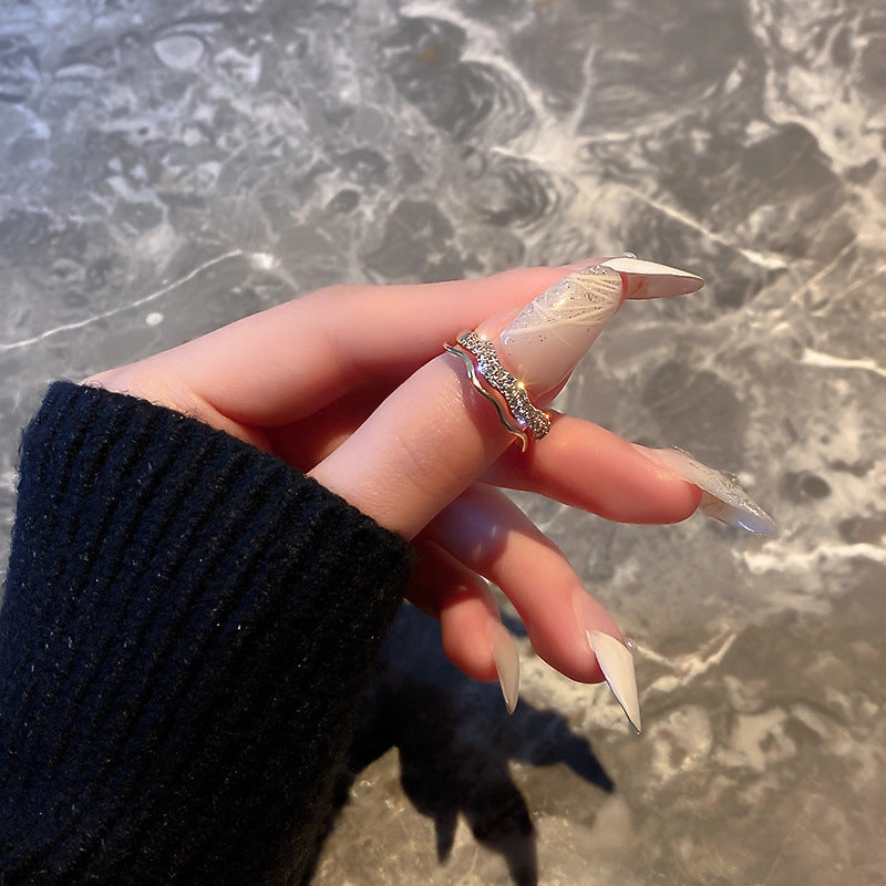 Wholesale Real Gold Plating Diamond Opening Literary Rings Alloy