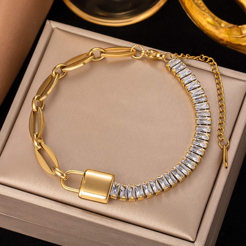 Wholesale Rectangular Diamond  Coarse Titanium Steel Bracelet