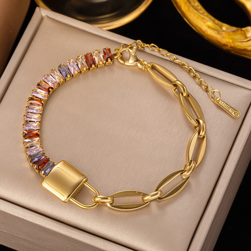 Wholesale Rectangular Diamond  Coarse Titanium Steel Bracelet