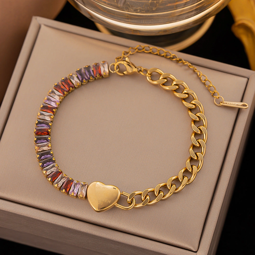 Wholesale Rectangular Diamond  Coarse Titanium Steel Bracelet