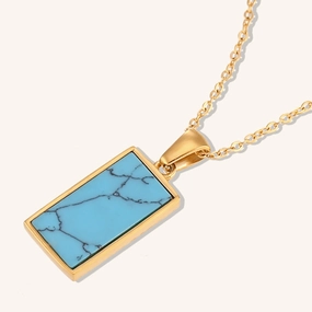 Wholesale Rectangular Drip Oiled Zircon Tarot Cards Stainless Steel 18K Gold Plated Necklaces