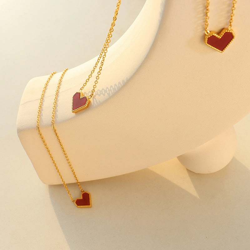 Wholesale Red Heart Titanium Steel Necklaces