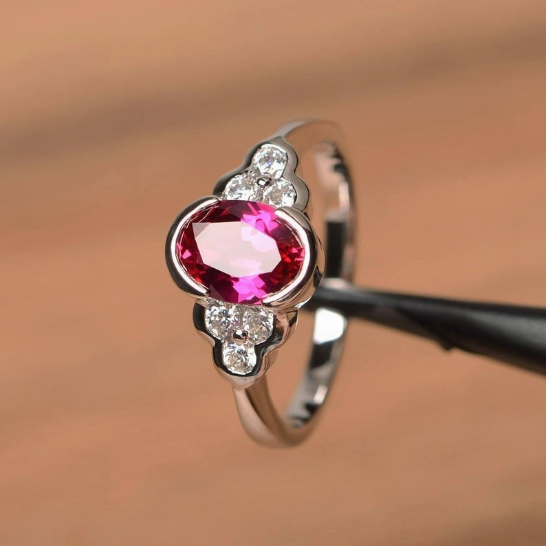 Wholesale Red Zircon Copper with Diamonds Copper Rings