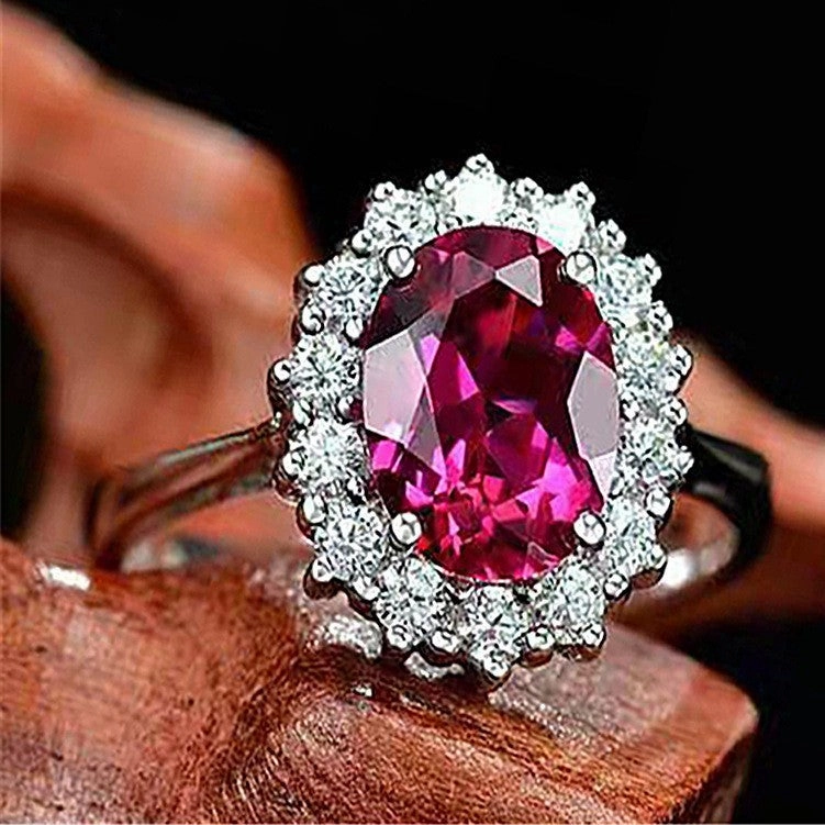 Wholesale Red Zircon Copper with Diamonds Copper Rings
