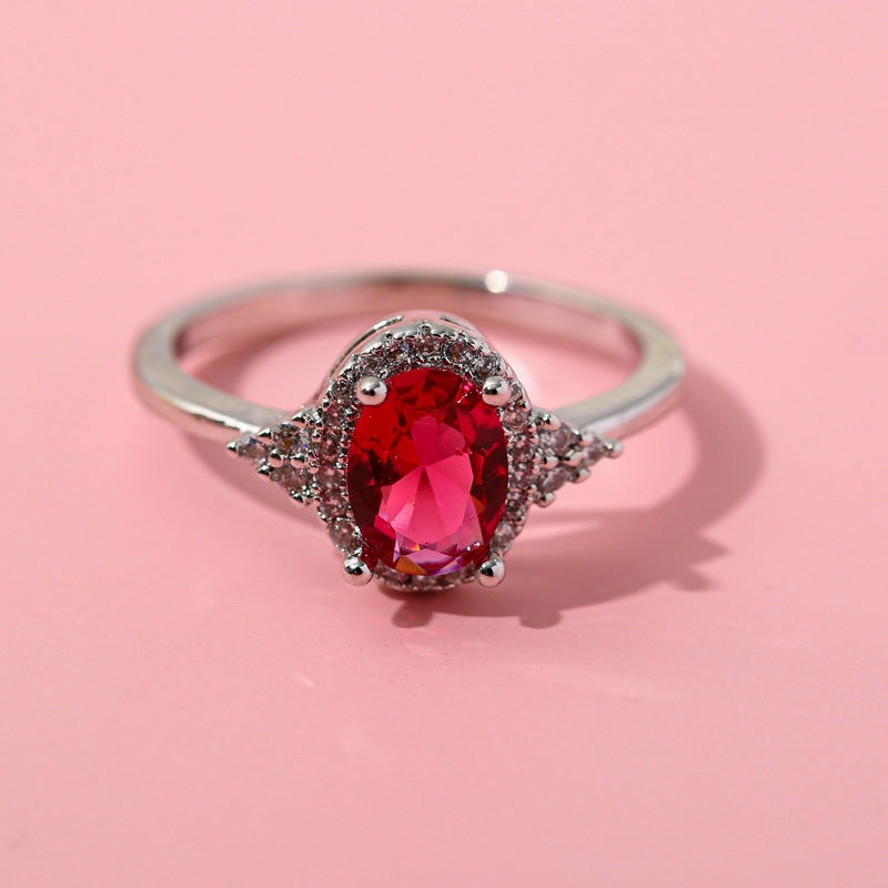 Wholesale Red Zircon Copper with Diamonds Copper Rings
