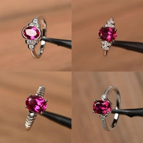Wholesale Red Zircon Copper with Diamonds Copper Rings