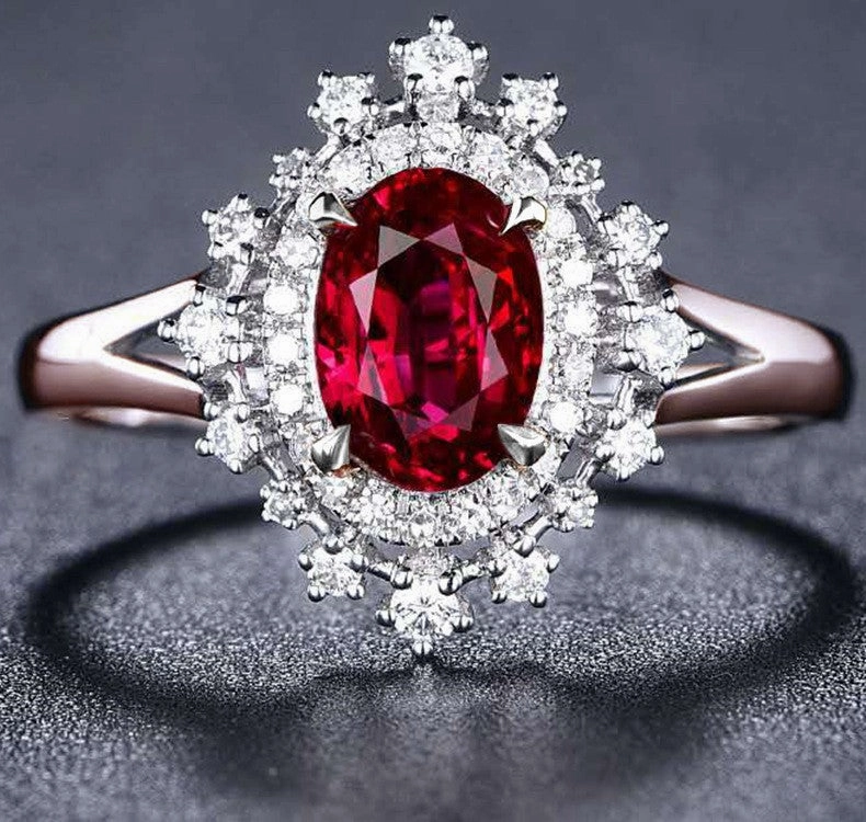 Wholesale Red Zircon Copper with Diamonds Copper Rings
