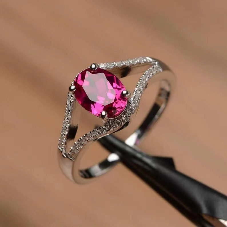 Wholesale Red Zircon Copper with Diamonds Copper Rings