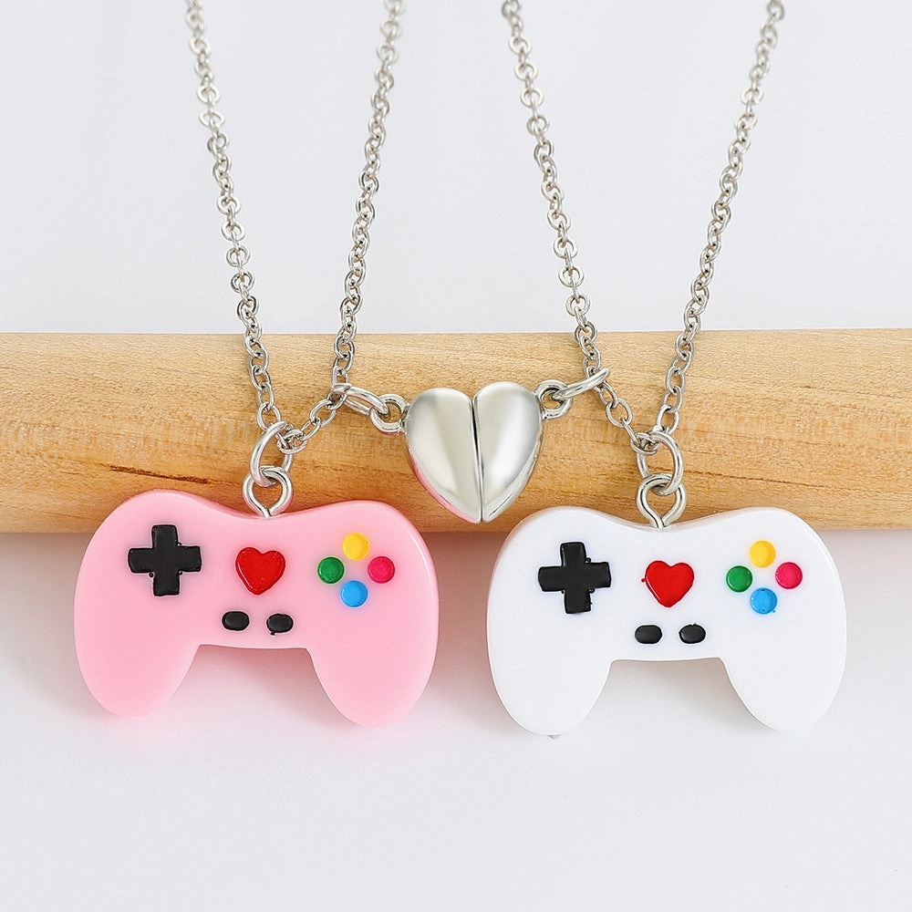 Wholesale Resin Creative Game Machine Handle Magnetic Attraction Pendant Necklace