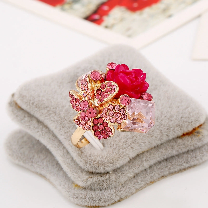 Wholesale Resin Flower Alloy Ring