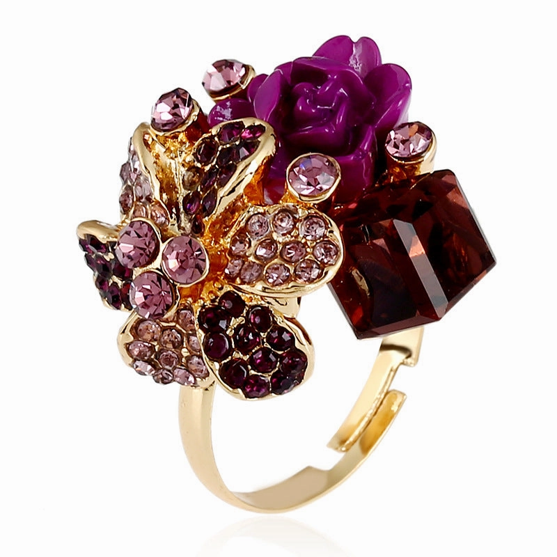 Wholesale Resin Flower Alloy Ring