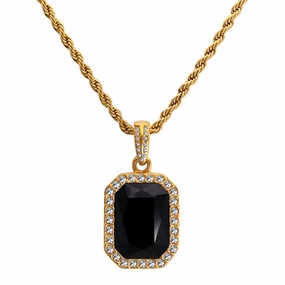 Wholesale Retro Atmospheric Square Style Zircon Surrounded By Diamond Twist Titanium Steel Chain
