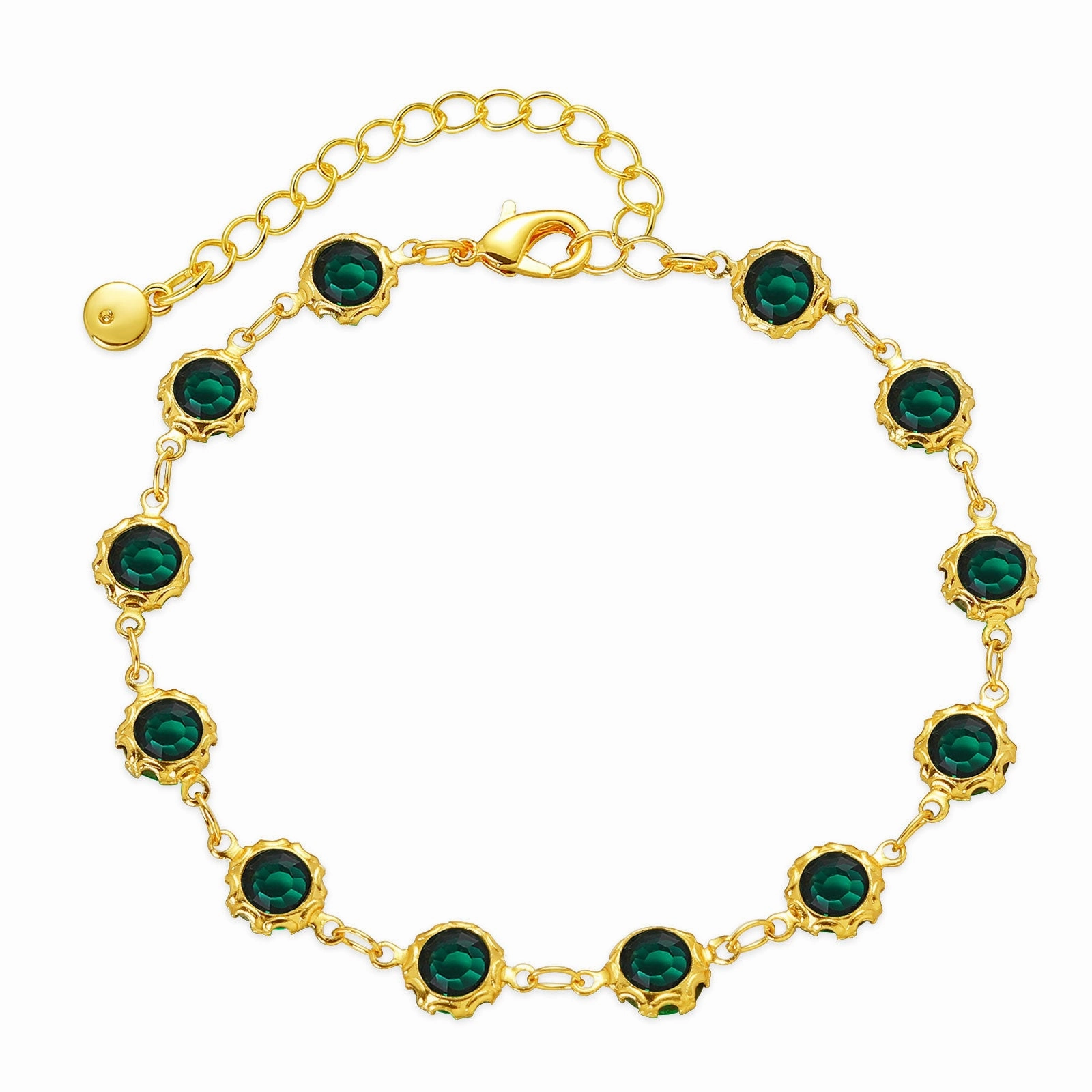 Wholesale Retro Dark Green Zircon Copper Bracelet