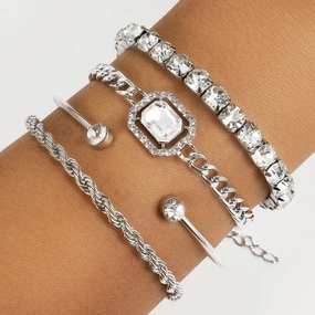 Wholesale Retro Fried Dough Twists Alloy Bracelet Suit