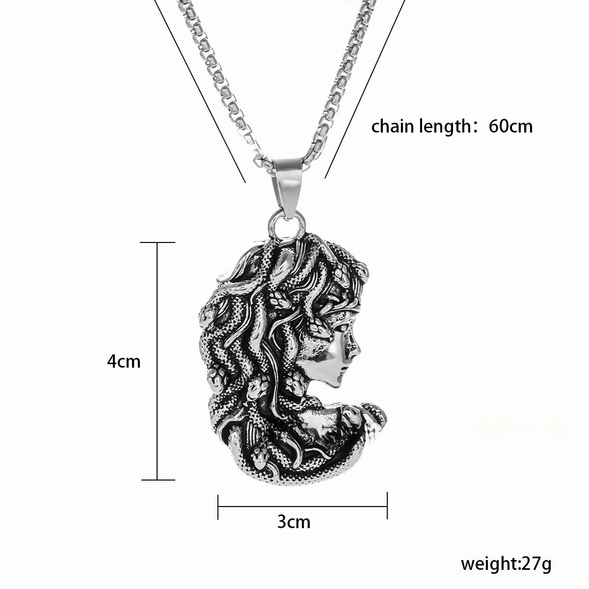 Wholesale Retro Punk Snake Medusa Stainless Steel Necklace