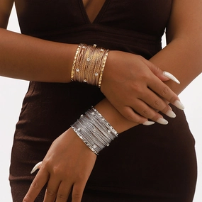 Wholesale Retro Punk Style Wide Edition Metal Brushed Wire Strip Open Bracelet