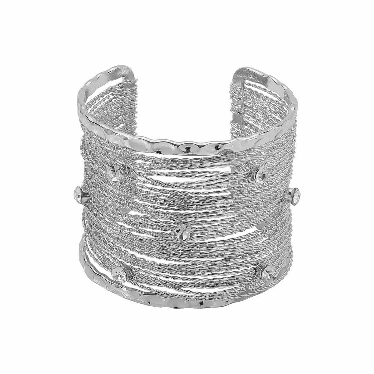 Wholesale Retro Punk Style Wide Edition Metal Brushed Wire Strip Open Bracelet