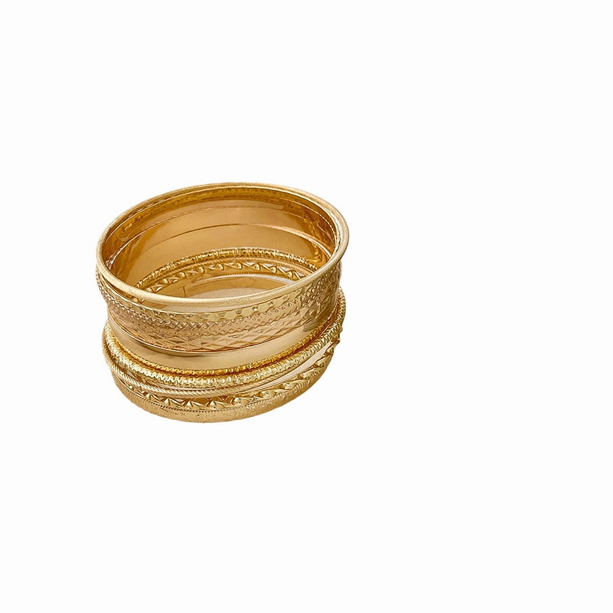 Wholesale Retro Water Ripple Glossy Spiral Stacking Bracelet Set of Ten Pieces