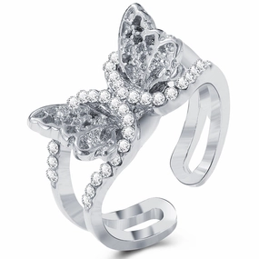Wholesale Rhinestone Butterfly Alloy Rings