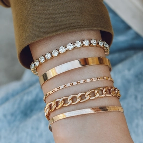 Wholesale Rhinestone Copper Handmade Claw Chain 5pcs Bracelet