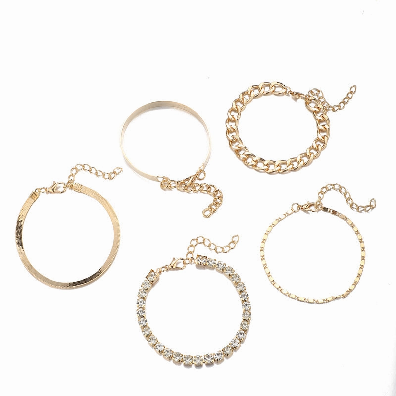 Wholesale Rhinestone Copper Handmade Claw Chain 5pcs Bracelet