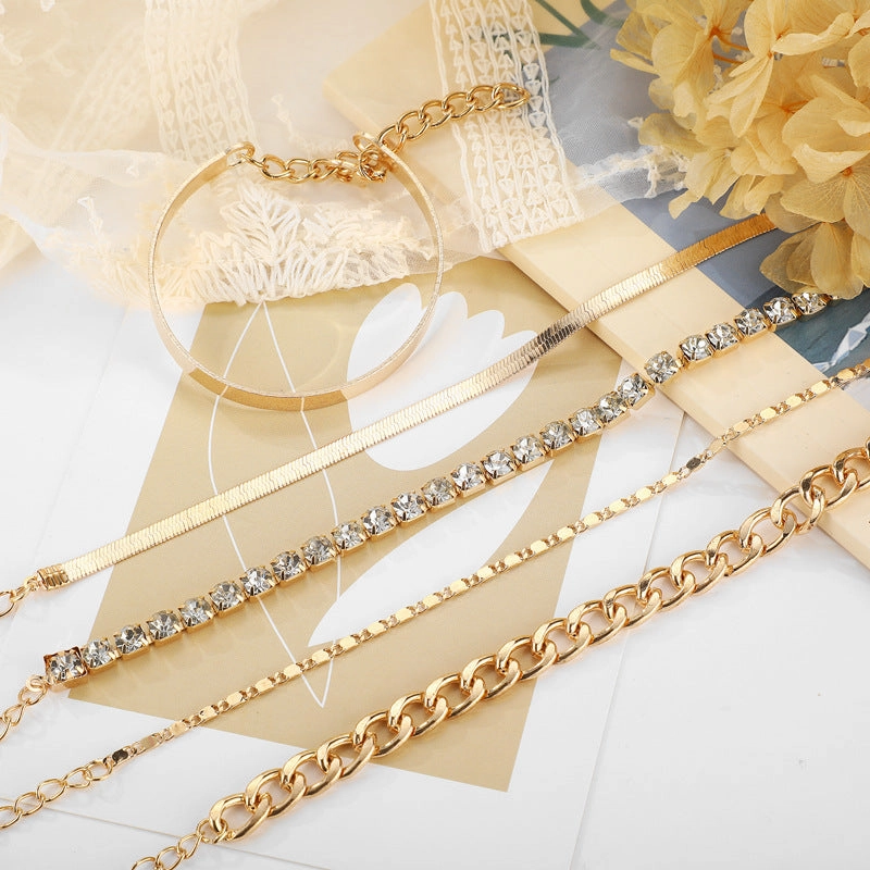 Wholesale Rhinestone Copper Handmade Claw Chain 5pcs Bracelet