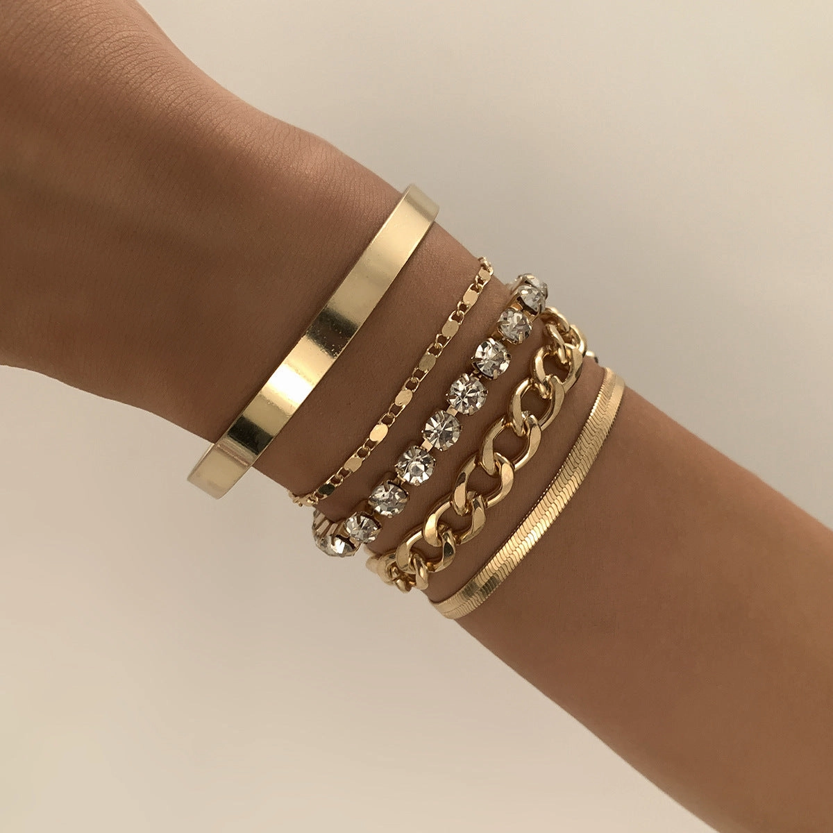 Wholesale Rhinestone Copper Handmade Claw Chain 5pcs Bracelet