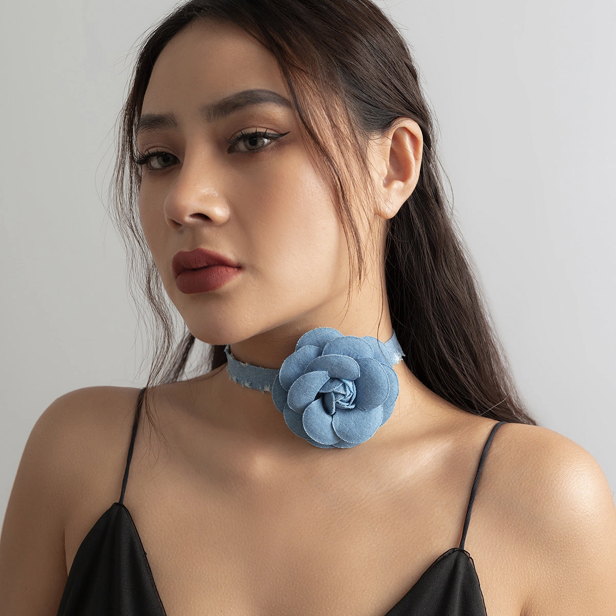 Wholesale Rhinestone Full Diamond Imitation Pearl Denim Flower Bracelet Necklaces Set