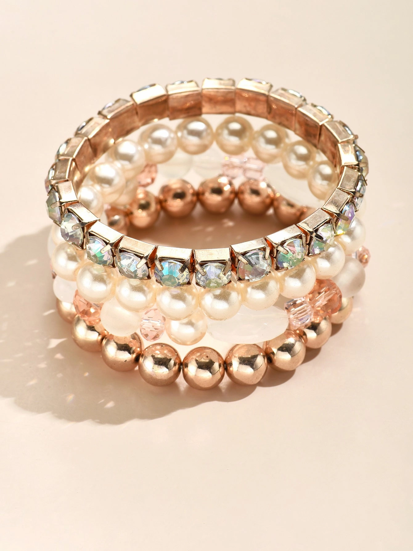 Wholesale Rhinestone Pearl Multi-layered Bracelet 4 Piece Set