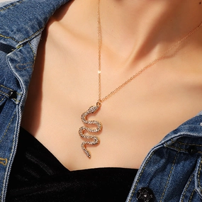 Wholesale Rhinestone Snake Pendant Alloy Necklaces