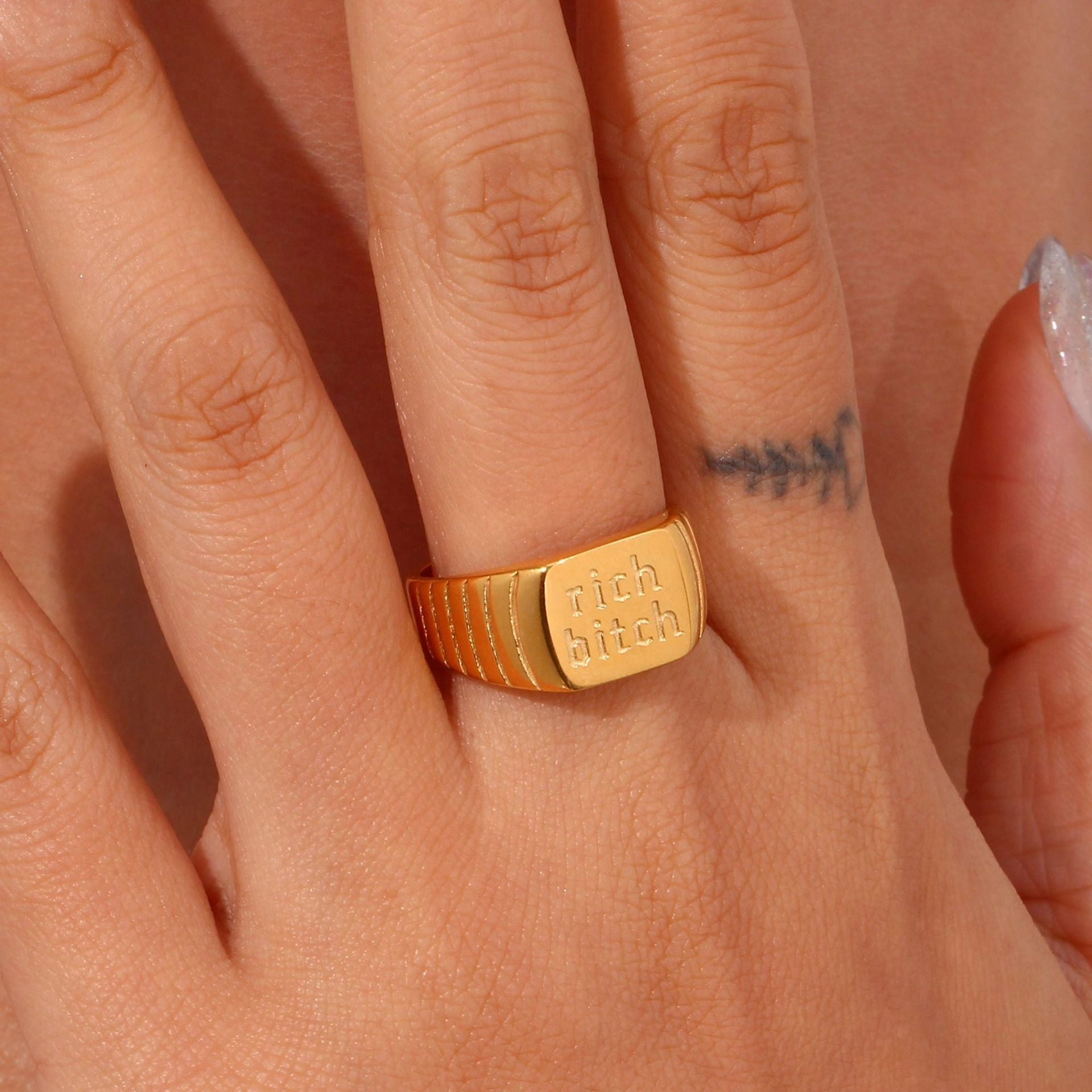 Wholesale RICHBITCH English Stainless Steel Ring