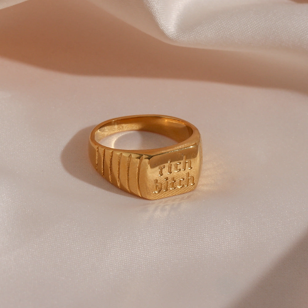 Wholesale RICHBITCH English Stainless Steel Ring