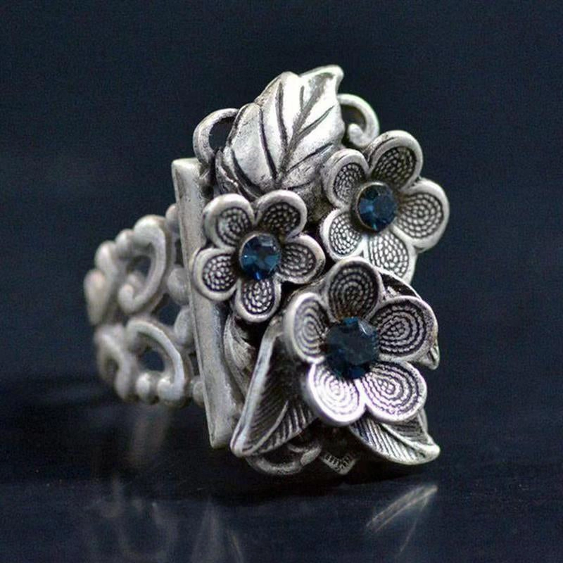 Wholesale Ring Alloy Floral Sapphire Vintage OLY-RS-HC002