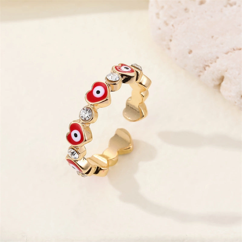 Wholesale Ring Alloy Rhinestone Devil Eye Adjustable OLY-RS-JJ001