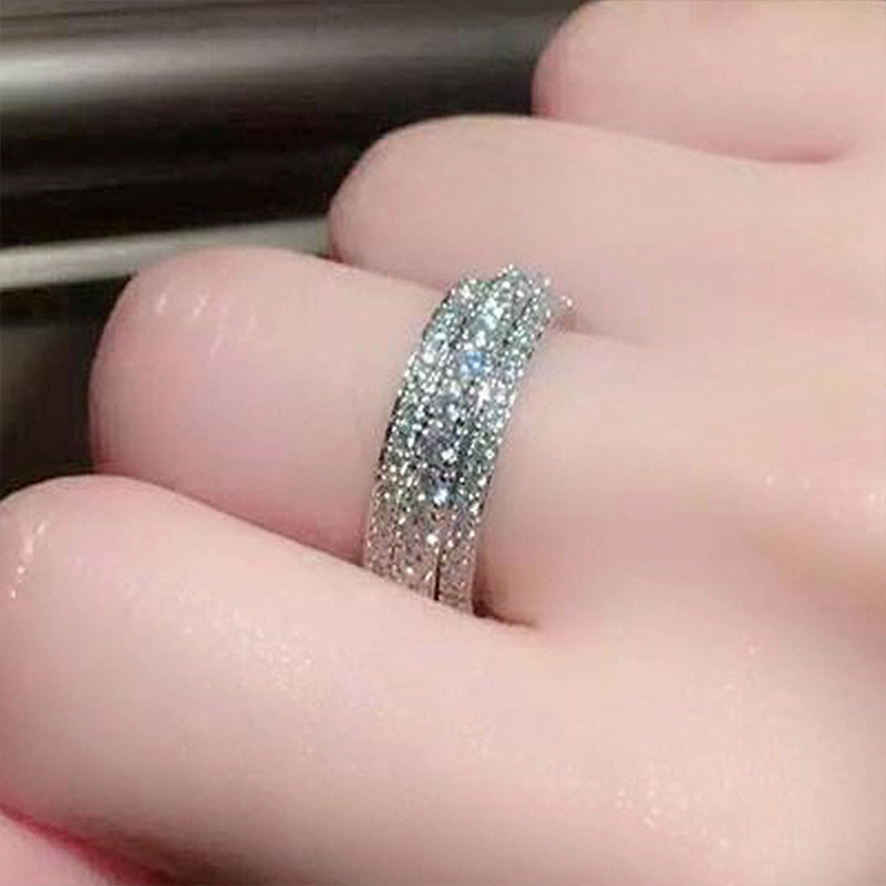 Wholesale Ring Copper Plated Platinum Zircon Shiny OLY-RS-CAOS009