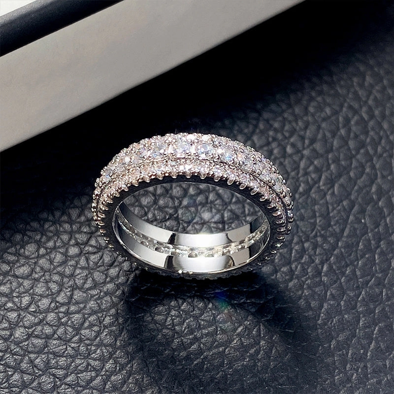 Wholesale Ring Copper Plated Platinum Zircon Shiny OLY-RS-CAOS009