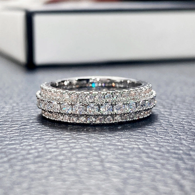 Wholesale Ring Copper Plated Platinum Zircon Shiny OLY-RS-CAOS009