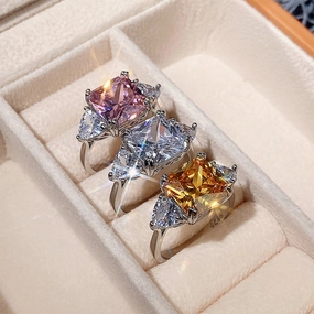 Wholesale Ring Copper Square Zircon Sparkle OLY-RS-CAOS008