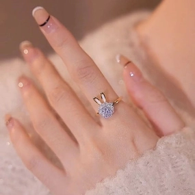 Wholesale Ring Copper Zircon Rotating Rabbit Adjustable OLY-RS-BY001