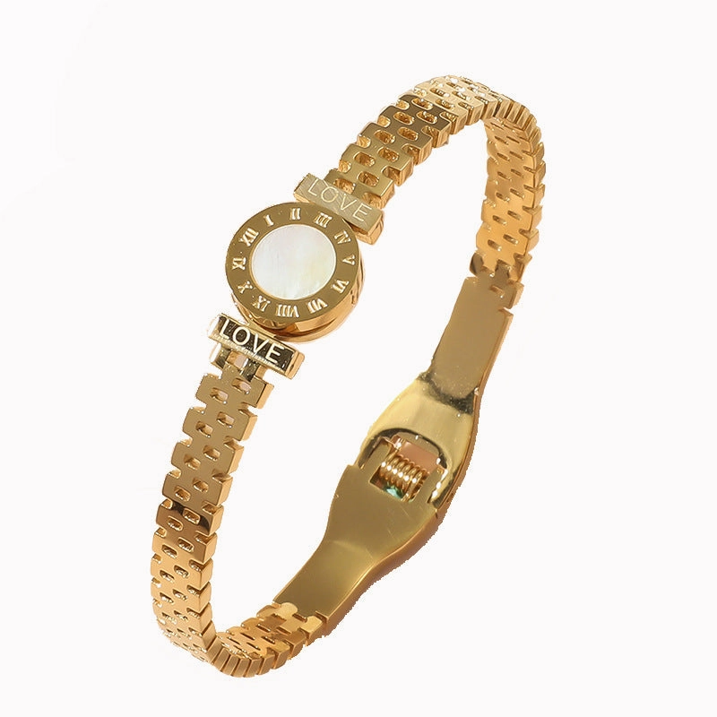 Wholesale Roman Numeral LOVE Titanium Steel Bracelet
