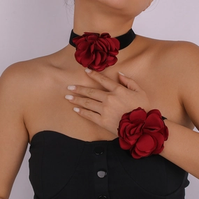 Wholesale Rose Flocking Cloth Bracelets Necklaces