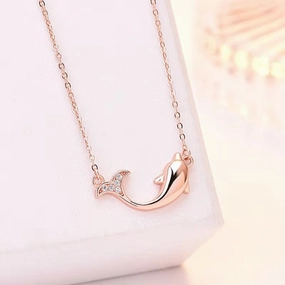 Wholesale Rose Gold Dolphin Alloy Necklaces