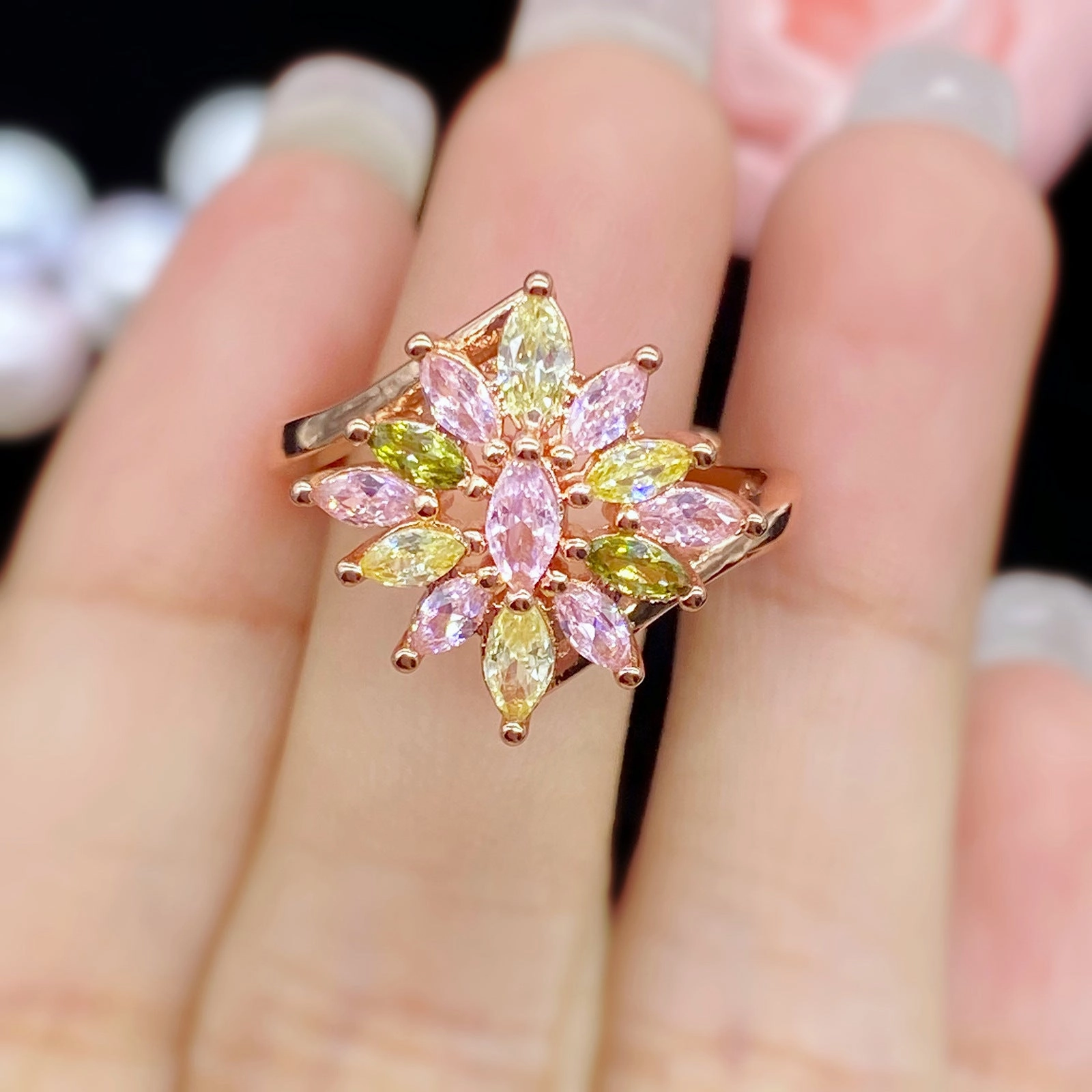 Wholesale Rose Gold Floral Copper Rings