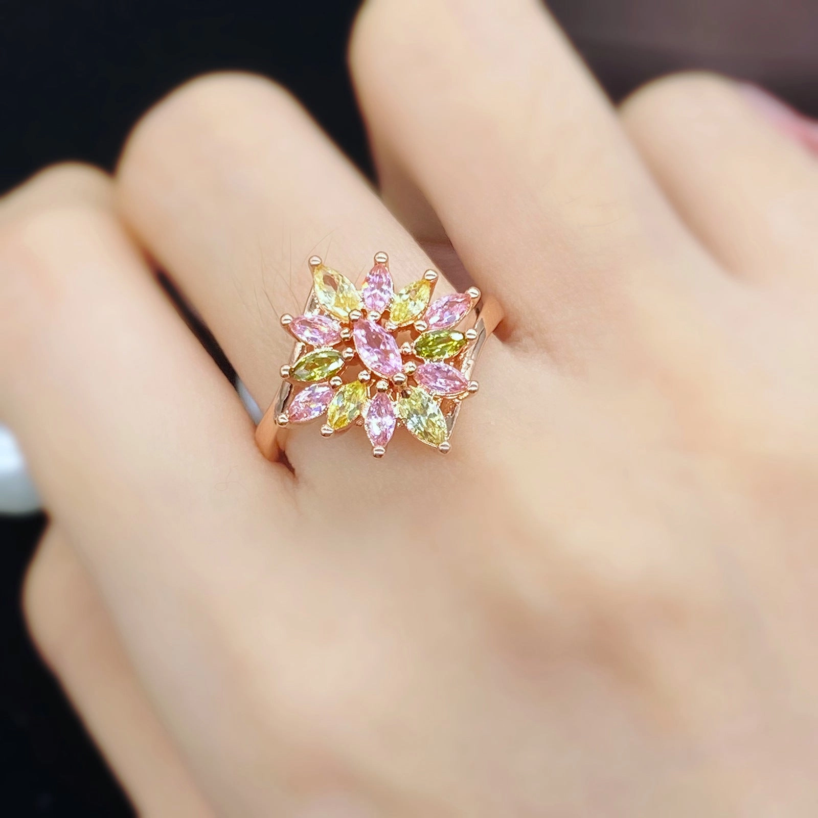 Wholesale Rose Gold Floral Copper Rings