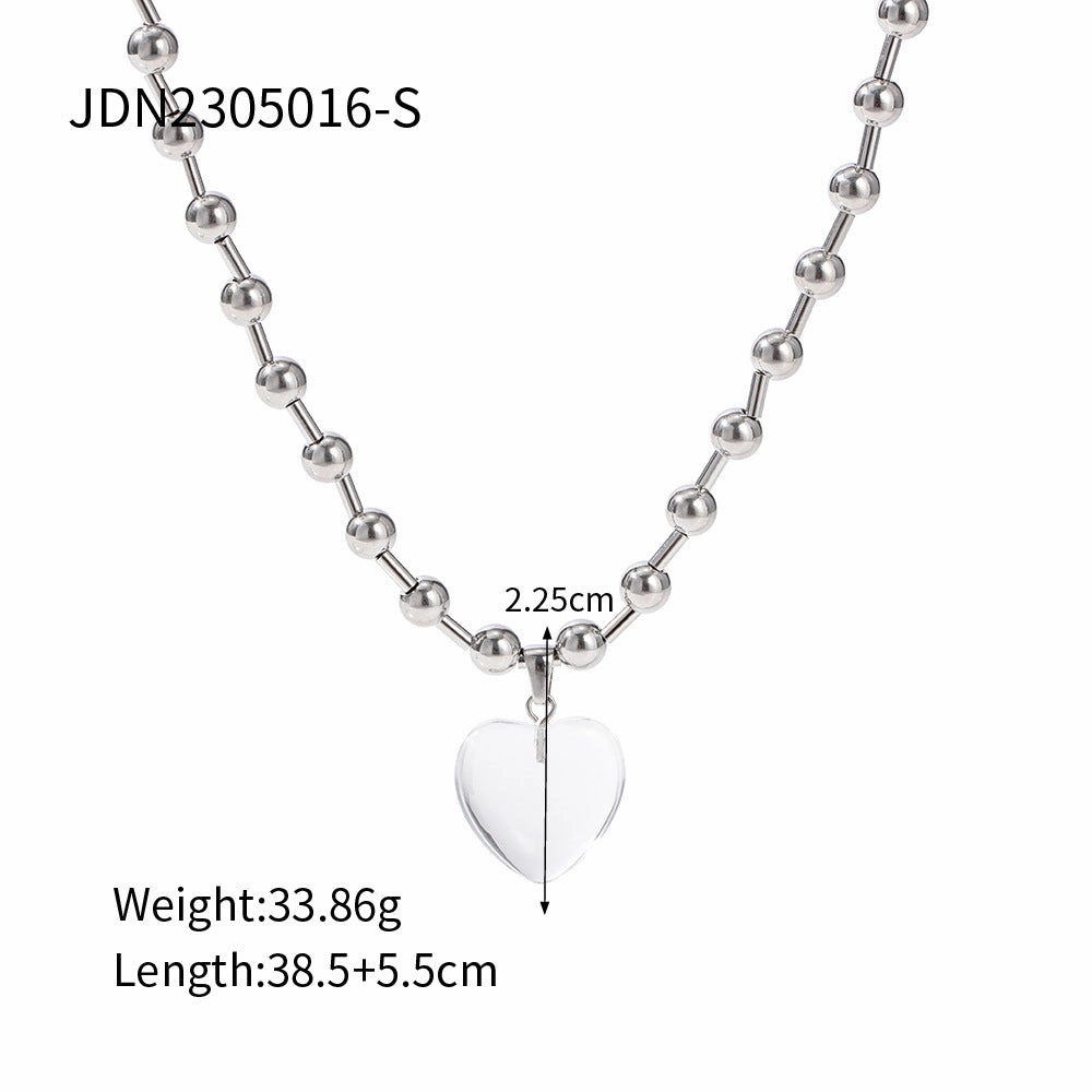 Wholesale Round Bead Heart Stainless Steel Necklaces