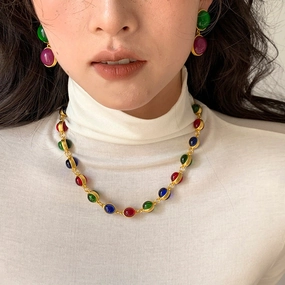 Wholesale Round Colored Glass Necklaces