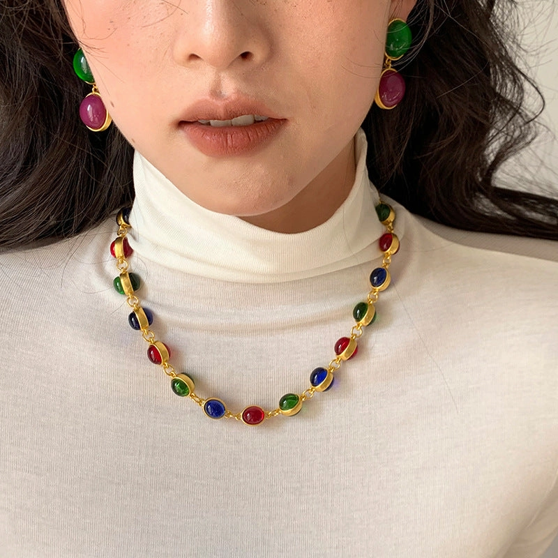 Wholesale Round Colored Glass Necklaces