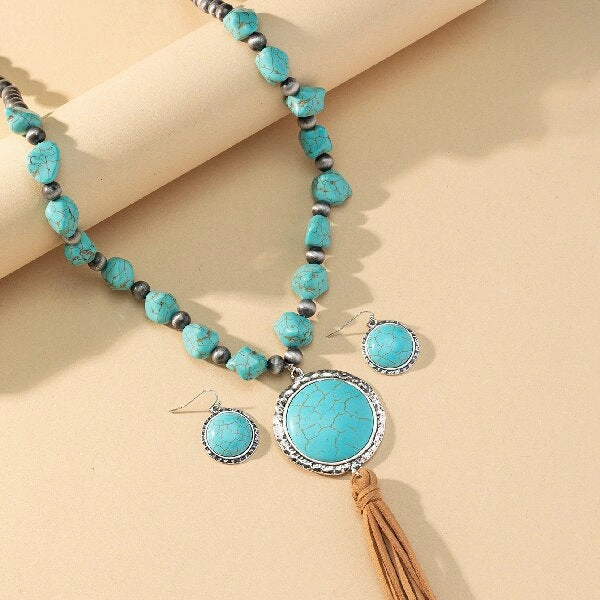 Wholesale Round Turquoise Pendant Alloy Necklaces